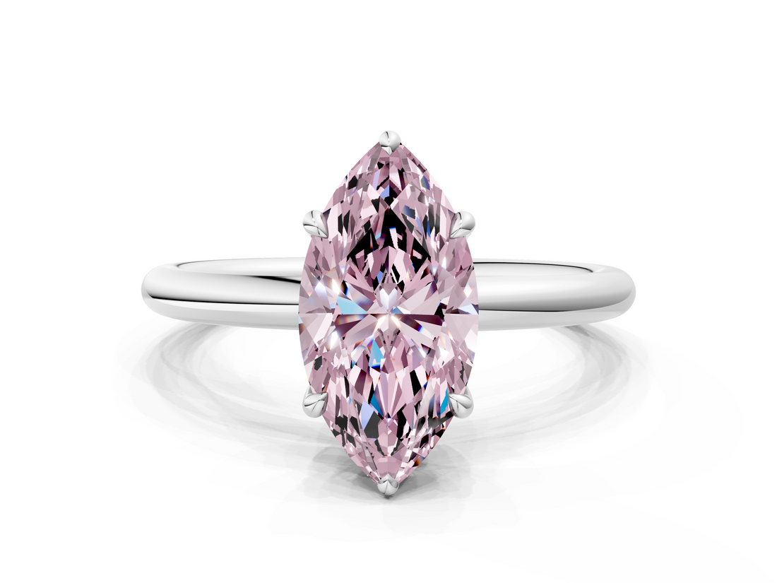 White gold Fancy Pink Marquise  Cut Solitaire Ring with Thin Band and Four-Prong Setting_16