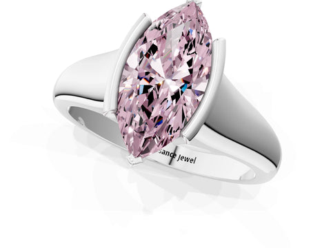 White gold Fancy Pink Marquise Cut Solitaire Tension Set Diamond Ring with Split Shank Band_1