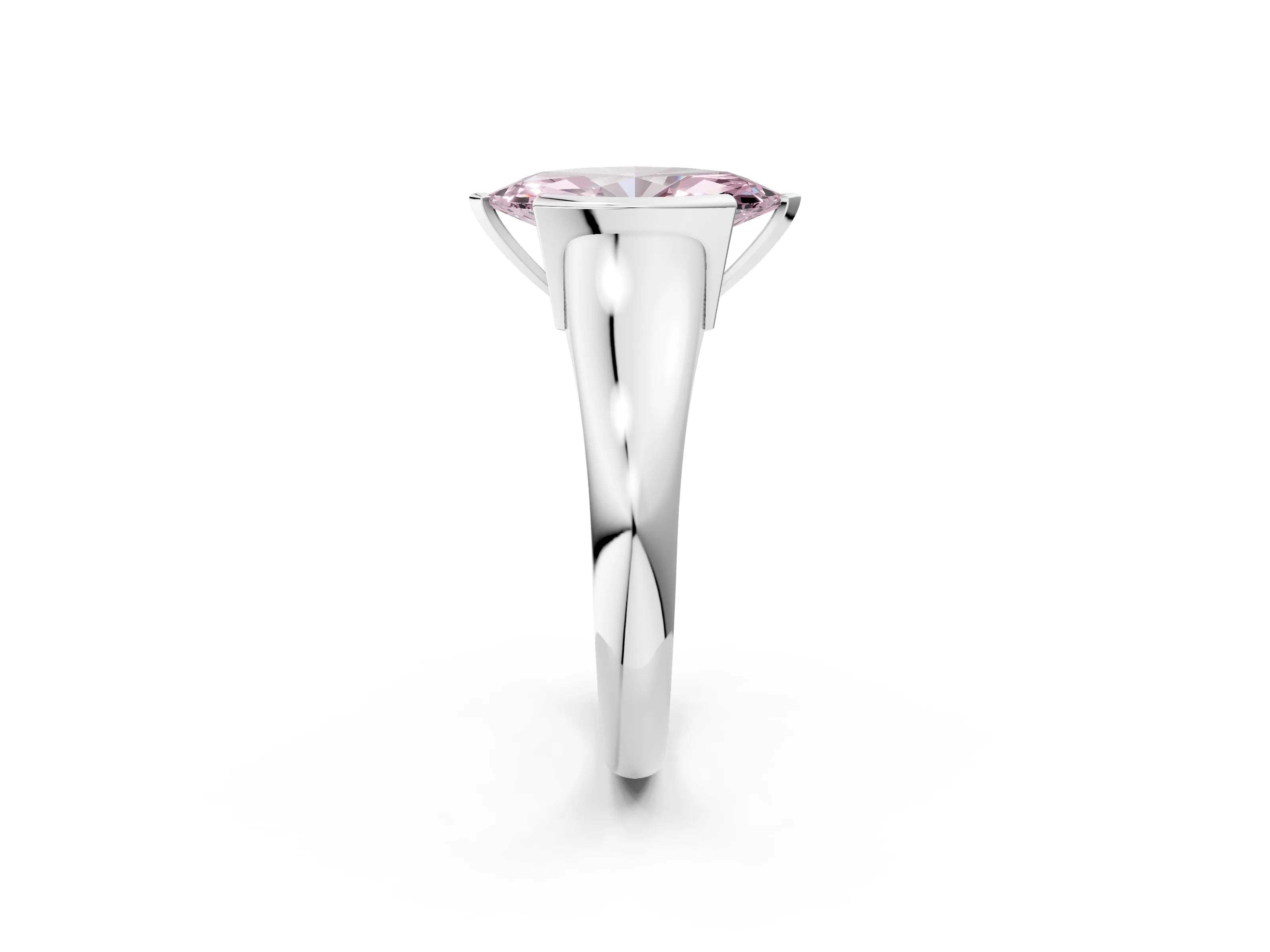 White gold Fancy Pink Marquise Cut Solitaire Tension Set Diamond Ring with Split Shank Band_2