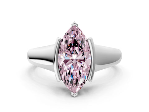 White gold Fancy Pink Marquise Cut Solitaire Tension Set Diamond Ring with Split Shank Band_48