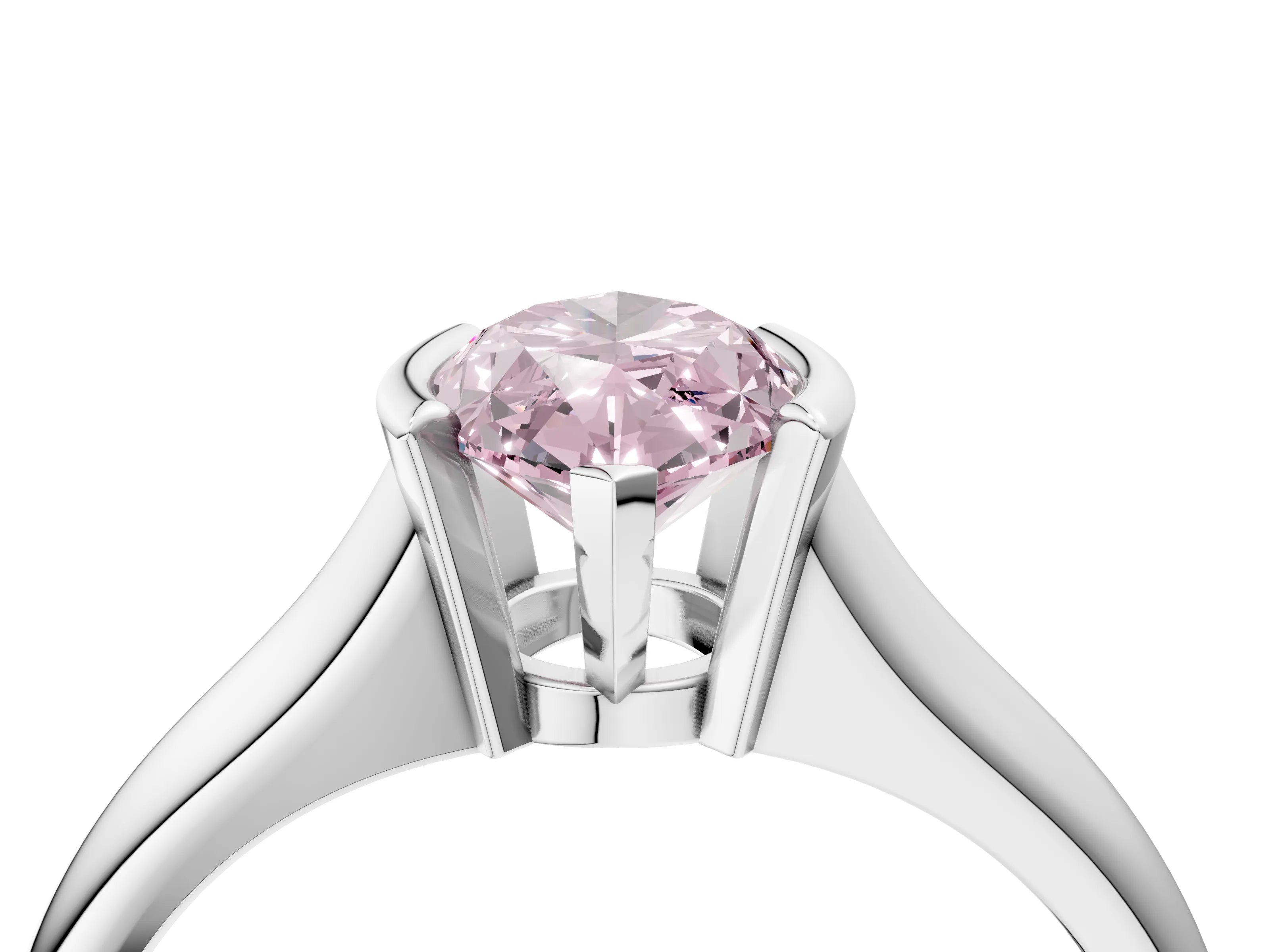 White gold Fancy Pink Marquise Cut Solitaire Tension Set Diamond Ring with Split Shank Band_4