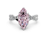 White gold Fancy Pink Marquise Cut Solitaire Twist Pave Diamond Engagement Ring with Prong Setting_12