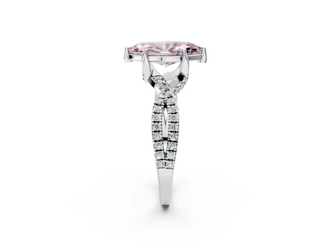 White gold Fancy Pink Marquise Cut Solitaire Twist Pave Diamond Engagement Ring with Prong Setting_2