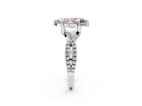 White gold Fancy Pink Marquise Cut Solitaire Twist Pave Diamond Engagement Ring with Prong Setting_2