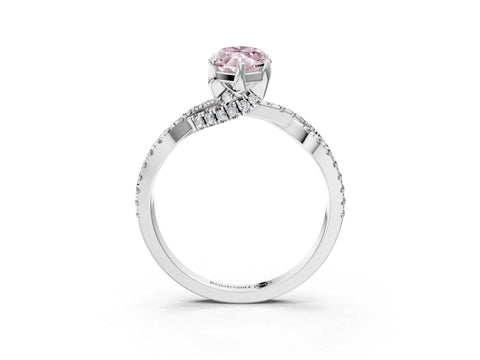 White gold Fancy Pink Marquise Cut Solitaire Twist Pave Diamond Engagement Ring with Prong Setting_3