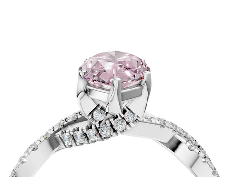 White gold Fancy Pink Marquise Cut Solitaire Twist Pave Diamond Engagement Ring with Prong Setting_4