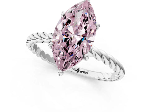 White gold Fancy Pink Marquise Cut Solitaire Twisted Band 4-Prong Ring_25