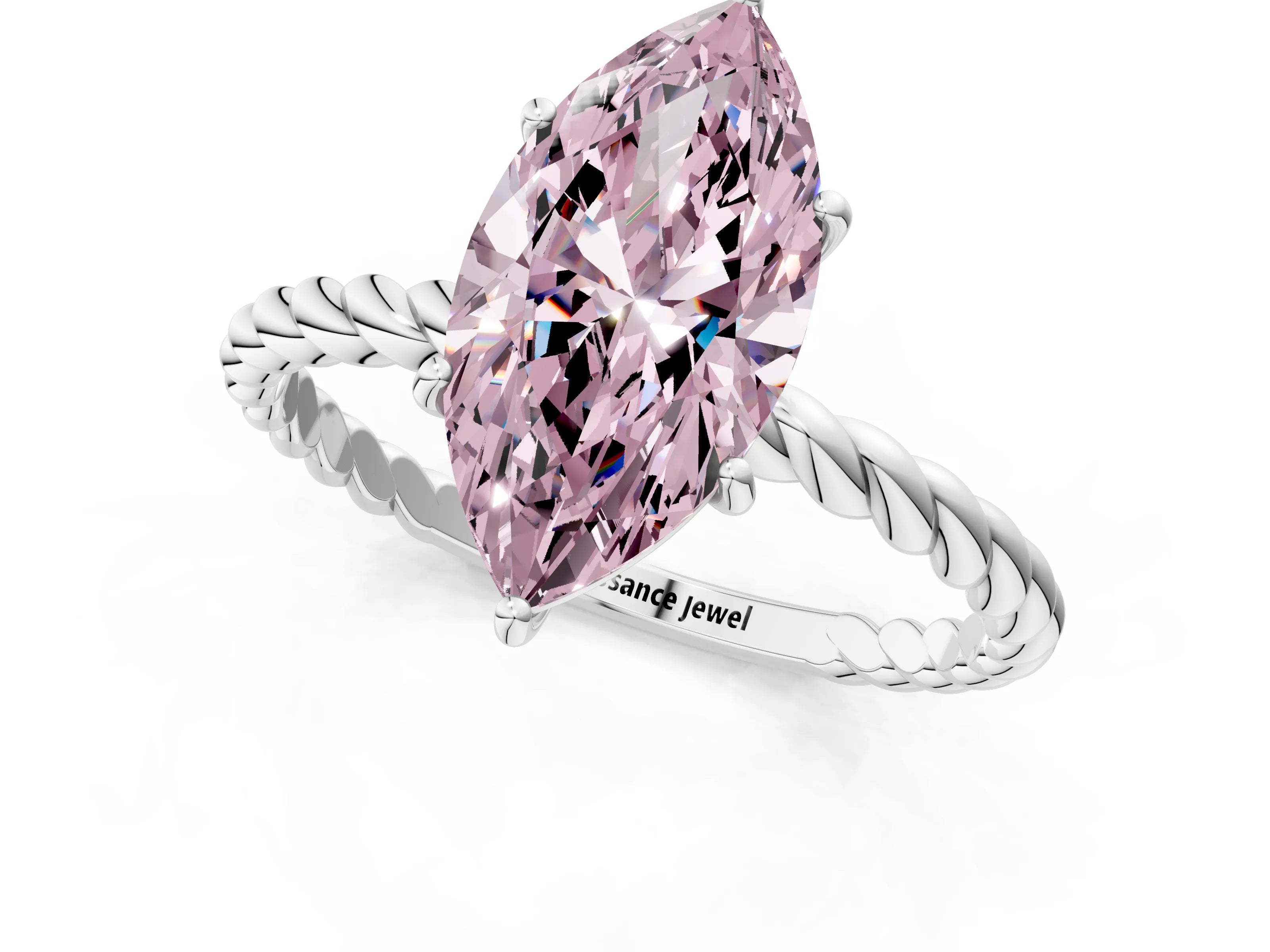 White gold Fancy Pink Marquise Cut Solitaire Twisted Band 4-Prong Ring_31
