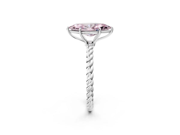 White gold Fancy Pink Marquise Cut Solitaire Twisted Band 4-Prong Ring
