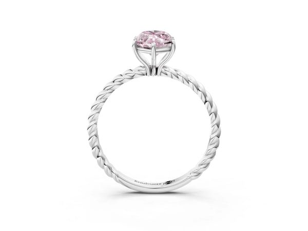 White gold Fancy Pink Marquise Cut Solitaire Twisted Band 4-Prong Ring