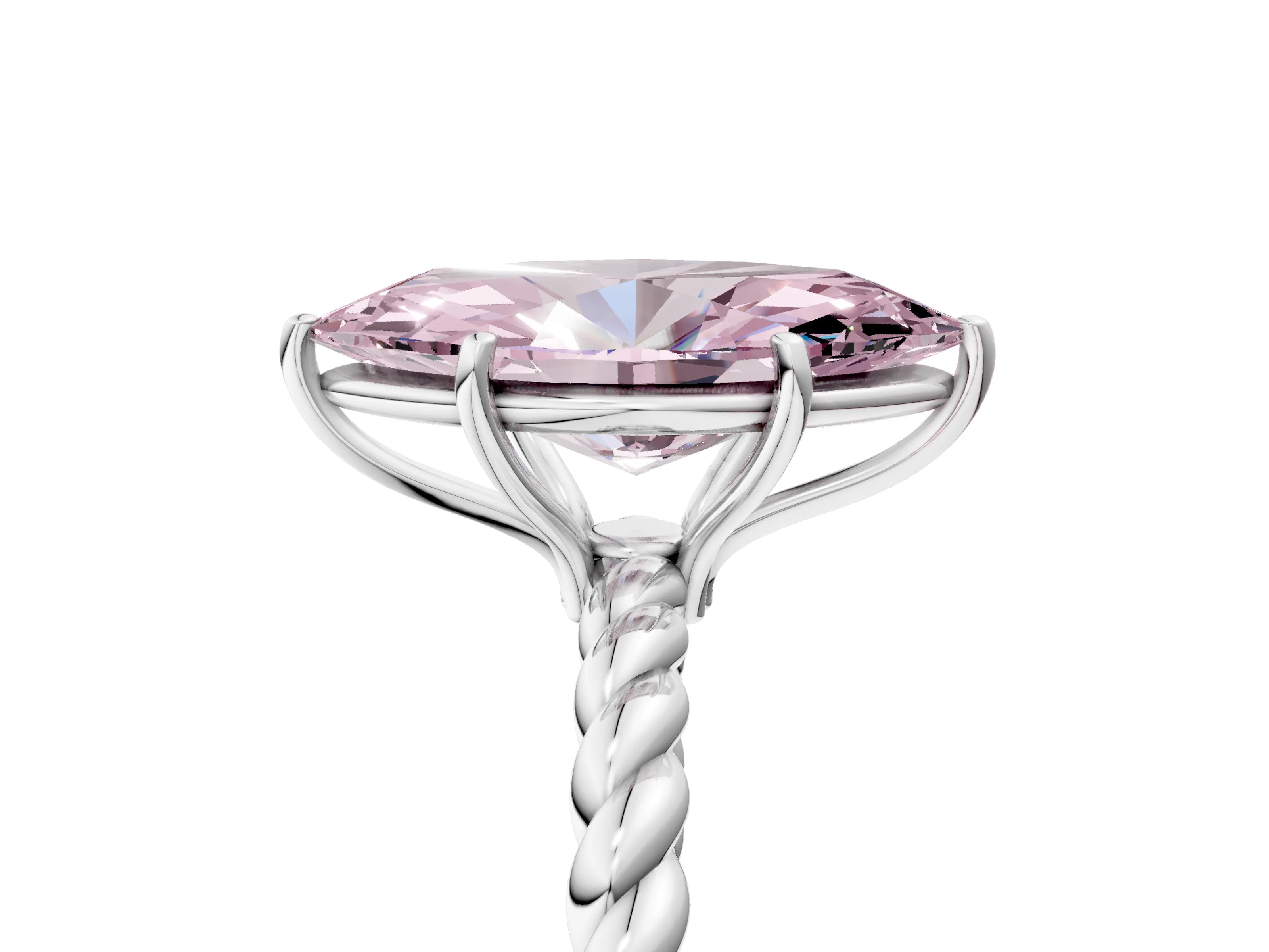 White gold Fancy Pink Marquise Cut Solitaire Twisted Band 4-Prong Ring_35