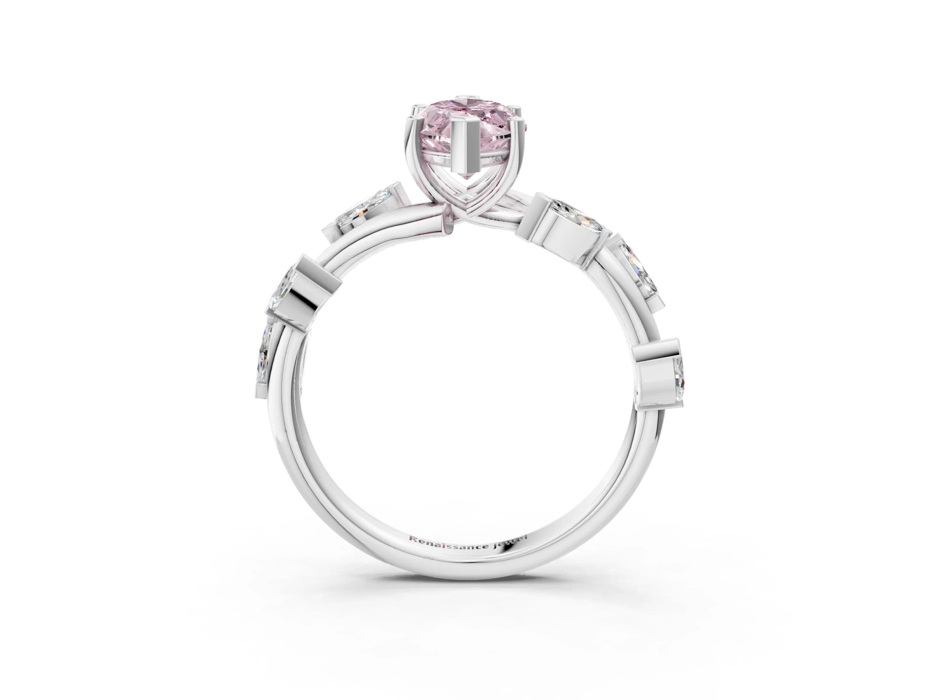 White gold Fancy Pink Marquise Cut Solitaire Twisted Band Marquise Accent Prong Setting Ring_3