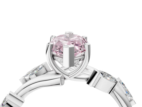 White gold Fancy Pink Marquise Cut Solitaire Twisted Band Marquise Accent Prong Setting Ring_4