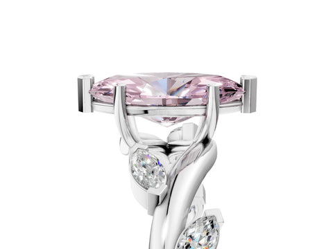 White gold Fancy Pink Marquise Cut Solitaire Twisted Band Marquise Accent Prong Setting Ring_5