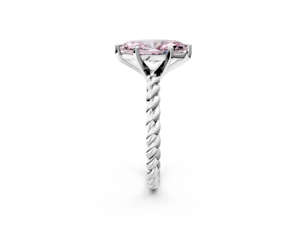 White gold Fancy Pink Marquise  Cut Solitaire Twisted Band with Four-Prong Setting