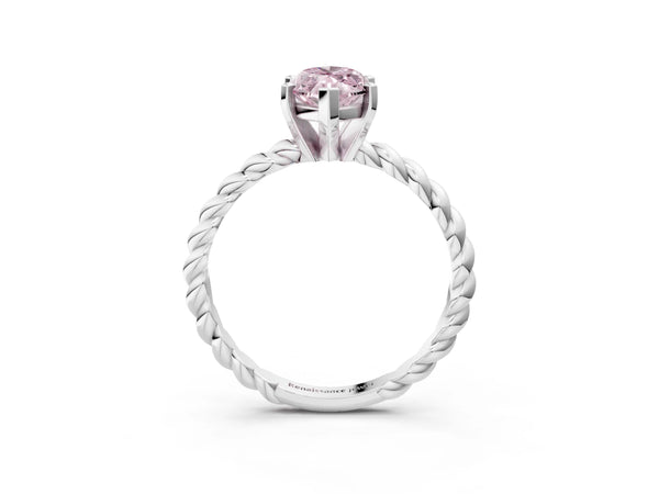 White gold Fancy Pink Marquise  Cut Solitaire Twisted Band with Four-Prong Setting