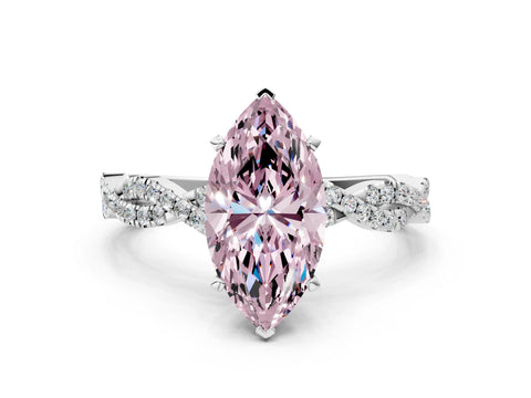 White gold Fancy Pink Marquise Cut Solitaire Twisted Pave Band with Four-Prong Setting_15