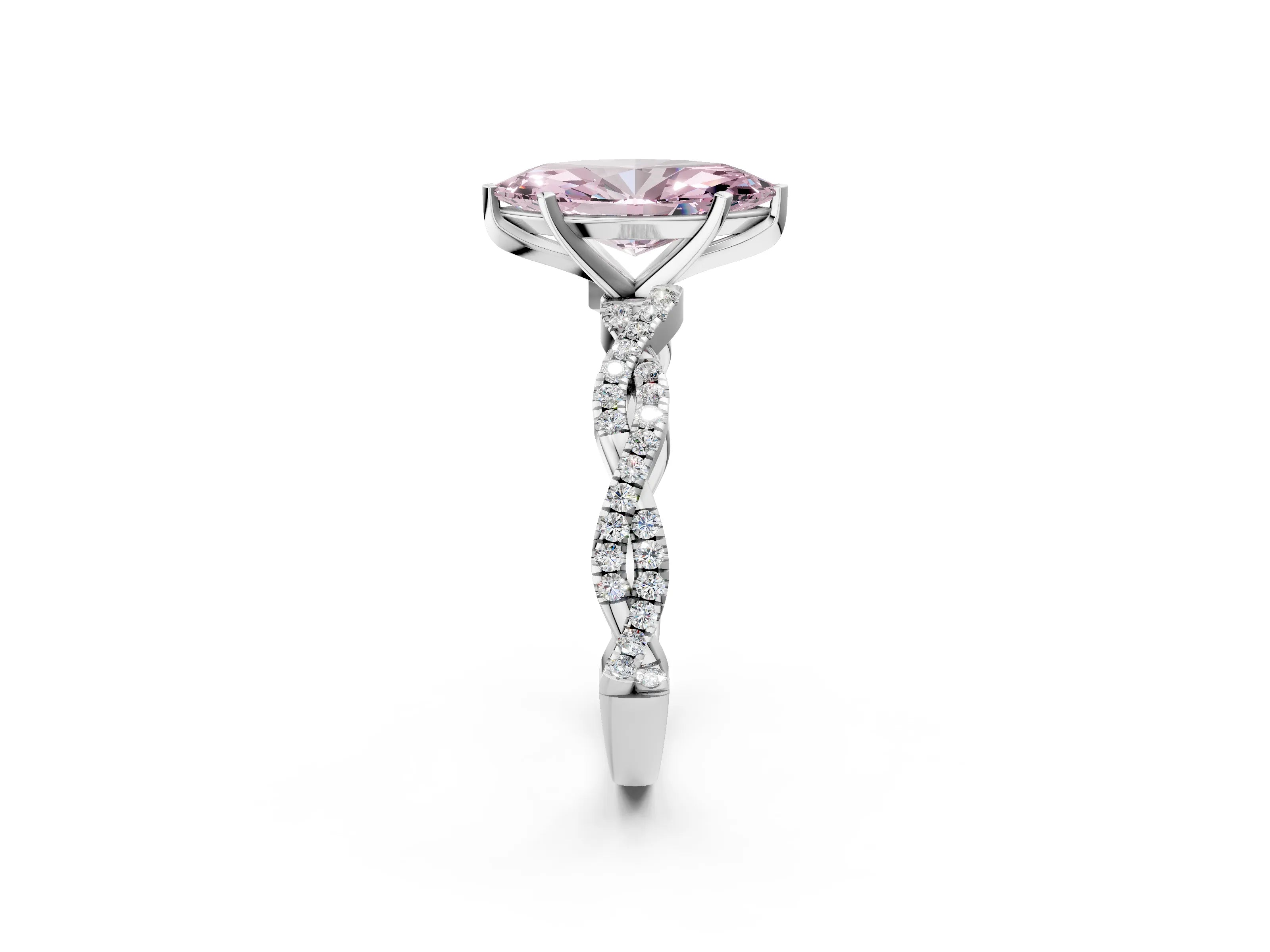 White gold Fancy Pink Marquise Cut Solitaire Twisted Pave Band with Four-Prong Setting_17