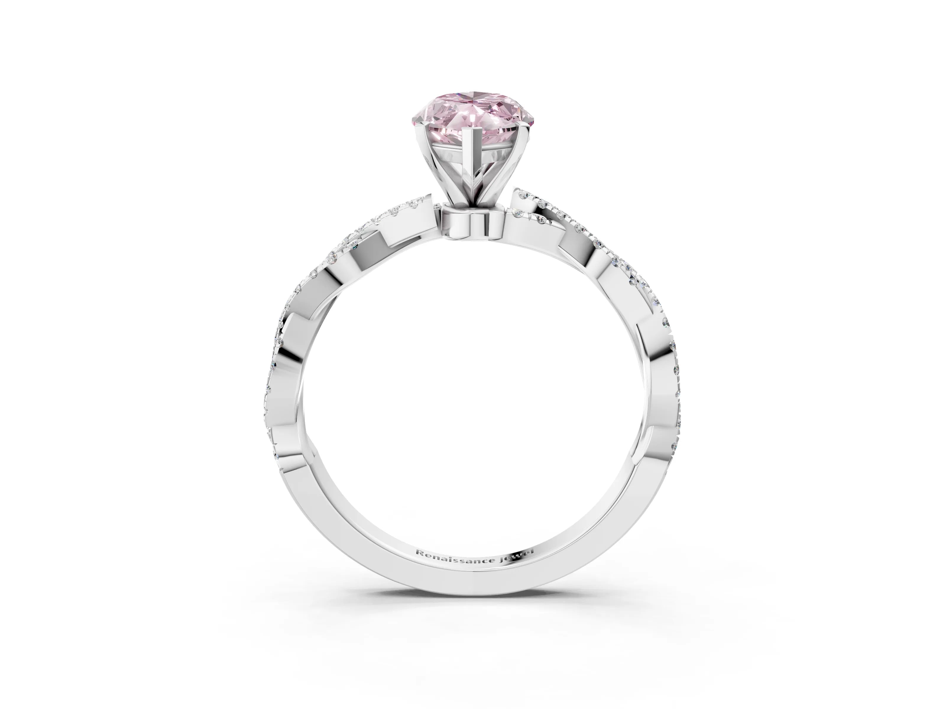 White gold Fancy Pink Marquise Cut Solitaire Twisted Pave Band with Four-Prong Setting_18