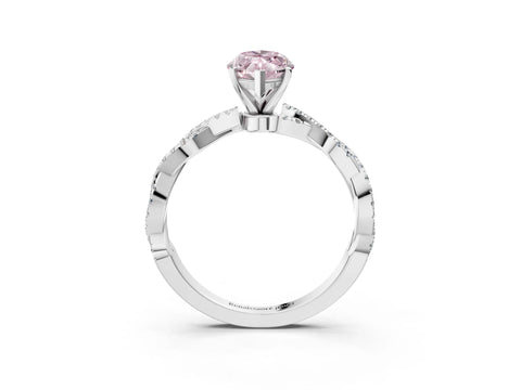 White gold Fancy Pink Marquise Cut Solitaire Twisted Pave Band with Four-Prong Setting_18