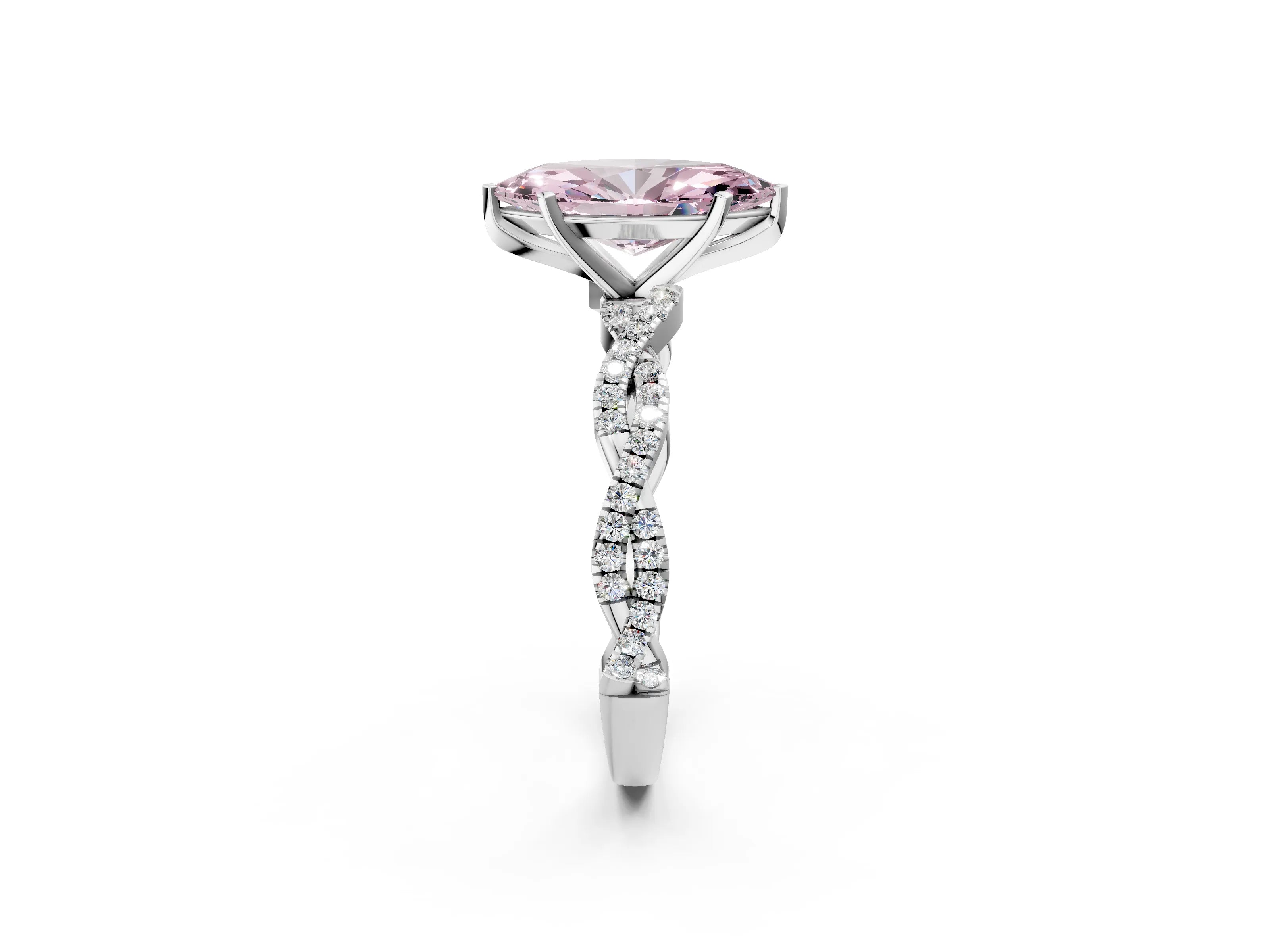 White gold Fancy Pink Marquise Cut Solitaire Twisted Pave Band with Four-Prong Setting_5