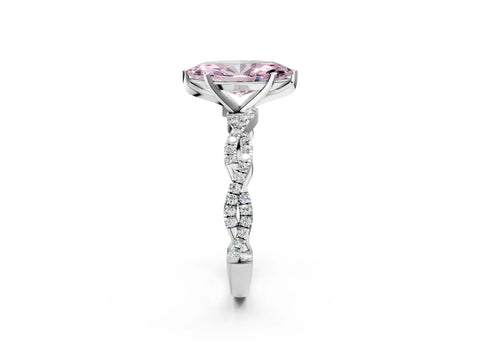 White gold Fancy Pink Marquise Cut Solitaire Twisted Pave Band with Four-Prong Setting_5
