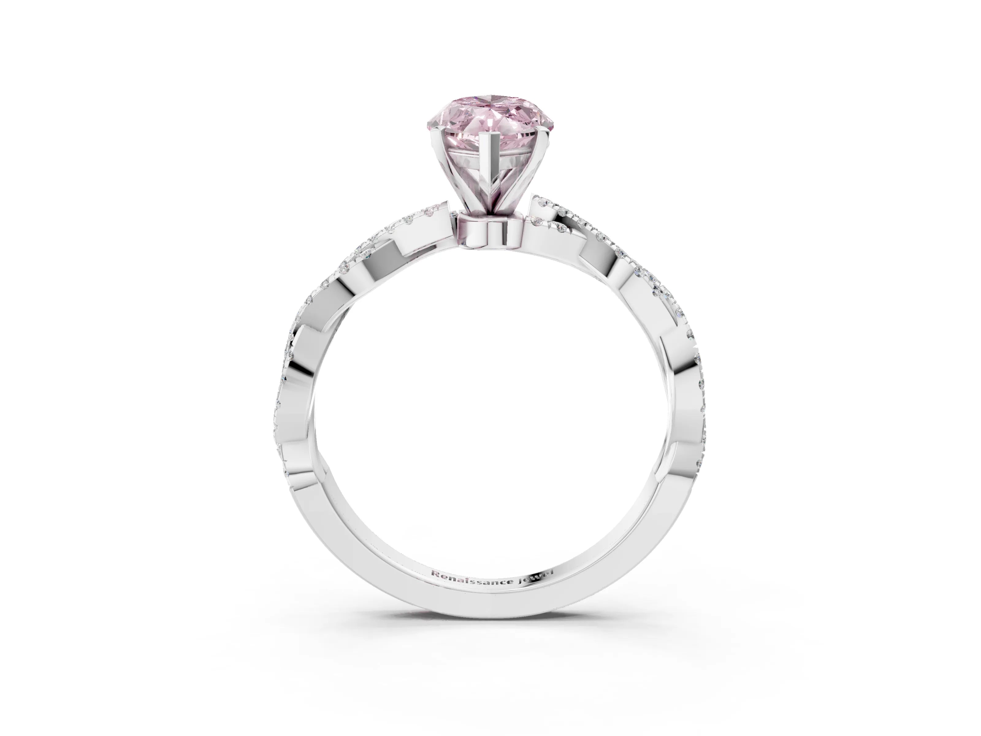 White gold Fancy Pink Marquise Cut Solitaire Twisted Pave Band with Four-Prong Setting_6