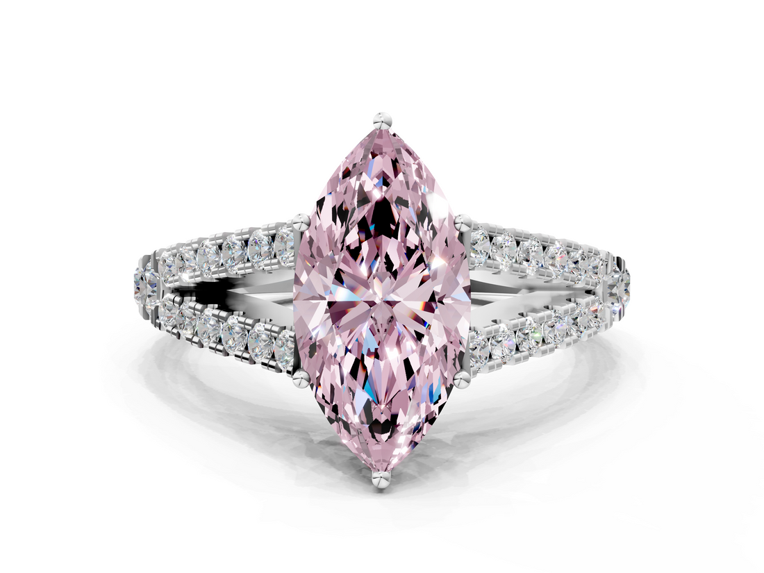 White gold Fancy Pink Marquise  Cut Split Shank Pave Diamond Engagement Ring with Four-Prong Setting_24