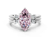 White gold Fancy Pink Marquise  Cut Three-Stone Channel Set Ring with Bar Prongs_112