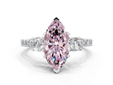White gold Fancy Pink Marquise  Cut Three-Stone Diamond Pavé Band with Prong Setting_17