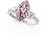 White gold Fancy Pink Marquise  Cut Three-Stone Diamond Pavé Band with Prong Setting_18