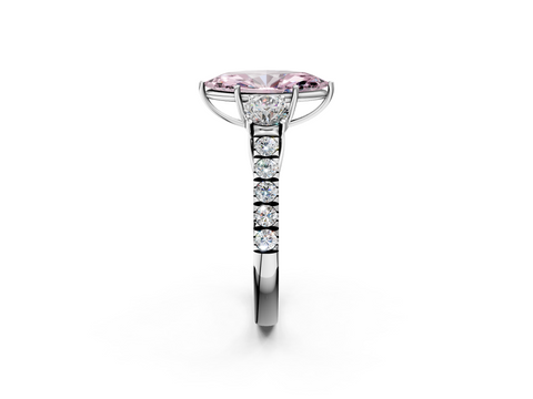 White gold Fancy Pink Marquise  Cut Three-Stone Diamond Pave Band with Prong Setting_22