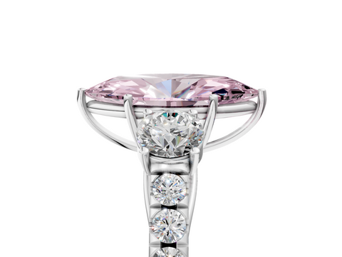 White gold Fancy Pink Marquise  Cut Three-Stone Diamond Pave Band with Prong Setting_25