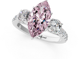 White gold Fancy Pink Marquise  Cut Three-Stone Diamond Pave Band with Prong Setting_38