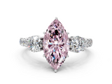 White gold Fancy Pink Marquise  Cut Three-Stone Diamond Pave Band with Prong Setting_38