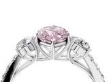White gold Fancy Pink Marquise  Cut Three-Stone Diamond Pave Band with Prong Setting_41