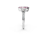 White gold Fancy Pink Marquise Cut Three-Stone Diamond Ring with Pavé Band and Four-Prong Setting_14