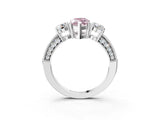 White gold Fancy Pink Marquise Cut Three-Stone Diamond Ring with Pavé Band and Four-Prong Setting_15