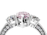 White gold Fancy Pink Marquise Cut Three-Stone Diamond Ring with Pavé Band and Four-Prong Setting_16