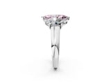 White gold Fancy Pink Marquise Cut Three-Stone Diamond Ring with Prong Setting on a Classic Band_14