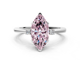 White gold Fancy Pink Marquise  Cut Three-Stone Solitaire Ring with Round Accent Diamonds and Four-Prong Setting_20