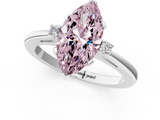 White gold Fancy Pink Marquise  Cut Three-Stone Solitaire Ring with Round Accent Diamonds and Four-Prong Setting_21