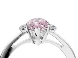 White gold Fancy Pink Marquise  Cut Three-Stone Solitaire Ring with Round Accent Diamonds and Four-Prong Setting_24