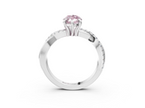 White gold Fancy Pink Marquise  Cut Twist Band Solitaire Diamond Ring with Pavé Setting_6