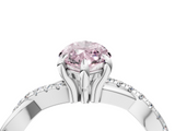 White gold Fancy Pink Marquise  Cut Twist Band Solitaire Diamond Ring with Pavé Setting_7