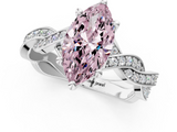 White gold Fancy Pink Marquise  Cut Twisted Pavé Band Solitaire Ring with Four-Prong Setting_56