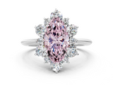 White gold Fancy Pink Marquise  Diamond Cluster Halo Ring with Solitaire Band and Four-Prong Setting_20