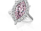 White gold Fancy Pink Marquise  Diamond Cluster Halo Solitaire with Four-Prong Setting_90
