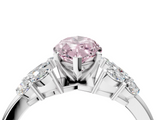 White gold Fancy Pink Marquise  Diamond Cluster Leaf Design Ring with Prong Setting_73