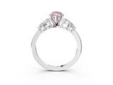 White gold Fancy Pink Marquise  Diamond Cluster Leaf Design Ring with Prong Setting_74